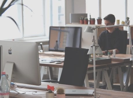 office with a person working