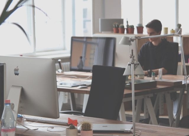 office with a person working