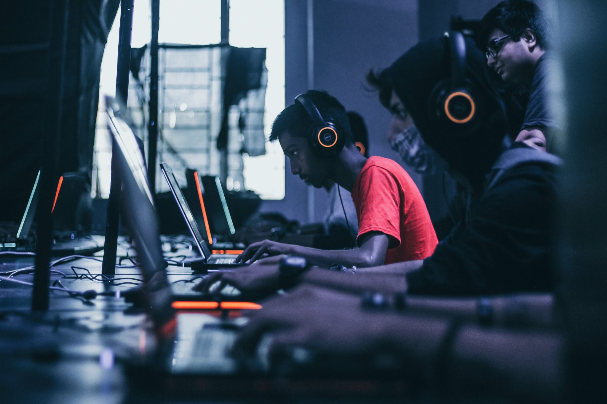 Teens playing video games