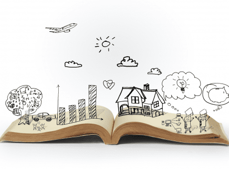 story drawn on a book
